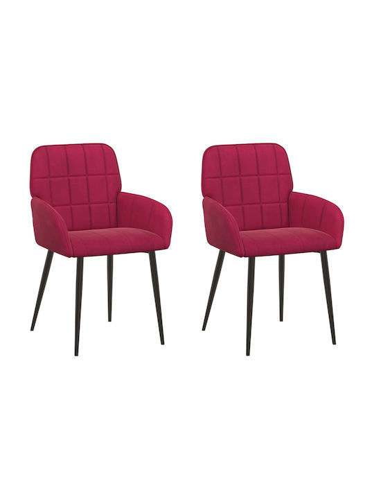 Velvet Red Dining Armchairs 2 Pieces 57x50x85cm