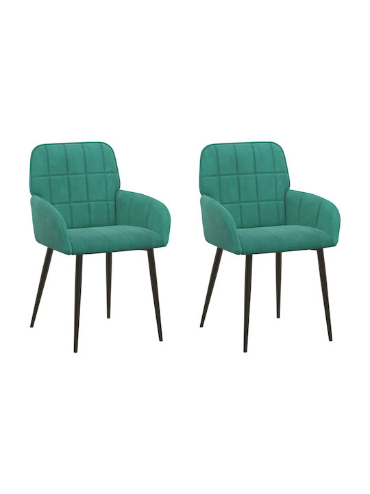 Velvet Turquoise Dining Armchairs 2 Pieces 57x50x85 cm
