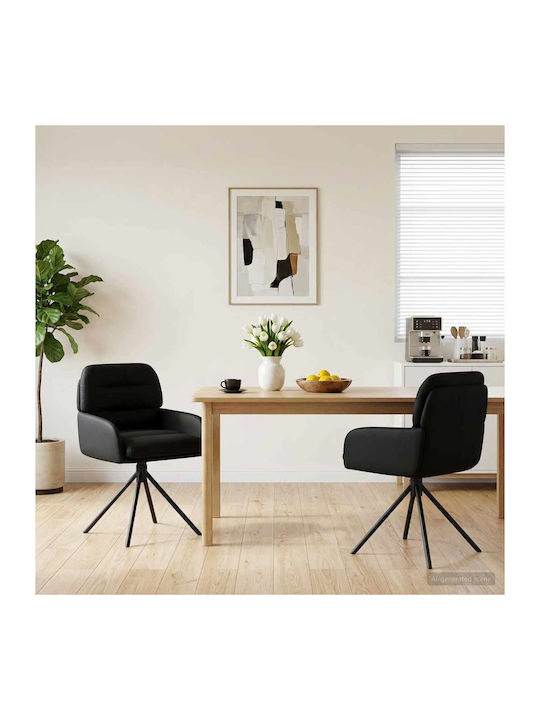 Ess- und Küchenstühle mit Künstliches Leder Schwarz 2Stücke 59x59.5x90cm