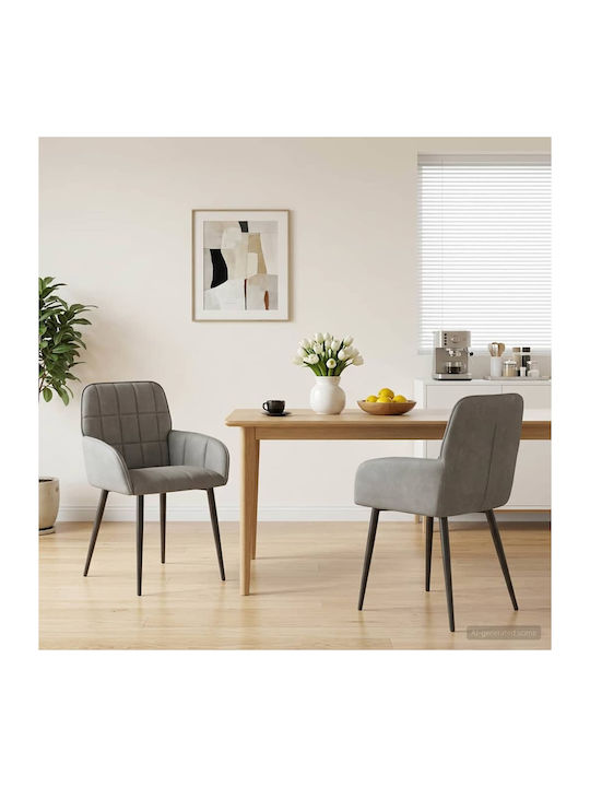 Dining Velvet Grey Armchairs 2 Pieces 57x50x85 cm