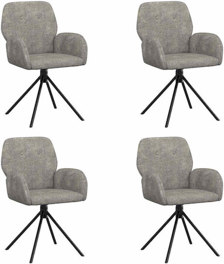 Dining Armchairs With Genuine Grey Leather 4 Pieces 54x55x86cm