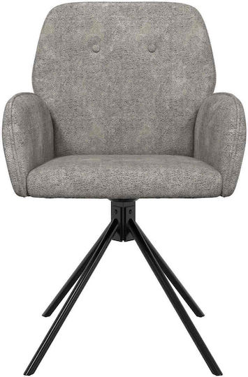 Dining Armchairs With Genuine Grey Leather 4 Pieces 54x55x86cm