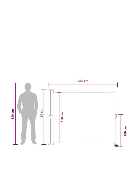 vidaXL Copertină Sideway Terasă Bej 1.6x3m