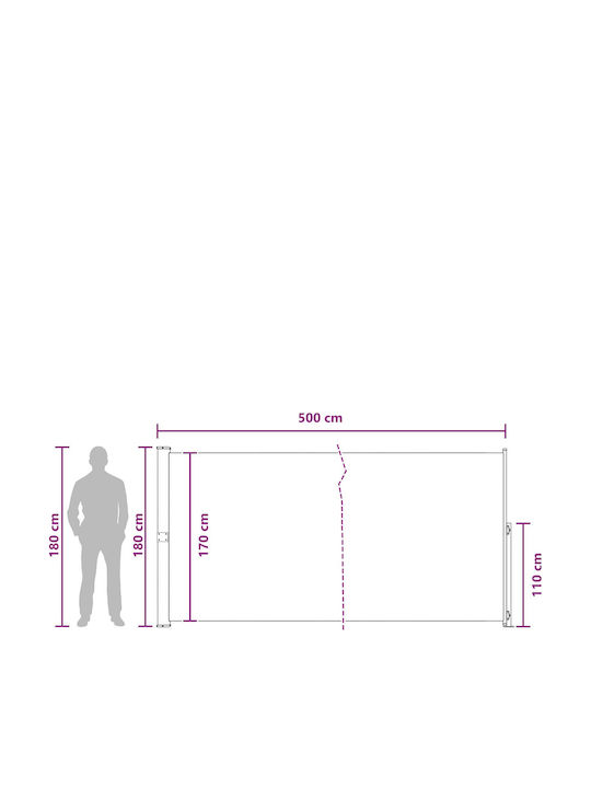 vidaXL Странична Тента За Тераса Кафява 1.8x5m