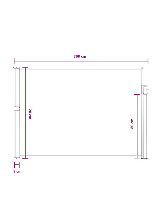 vidaXL Seitliche Markise Terrasse Grau 1.2x3m