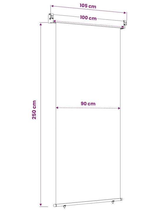 vidaXL Rola De Protecție Solară Sideway Terasă Gri 1x2.5m