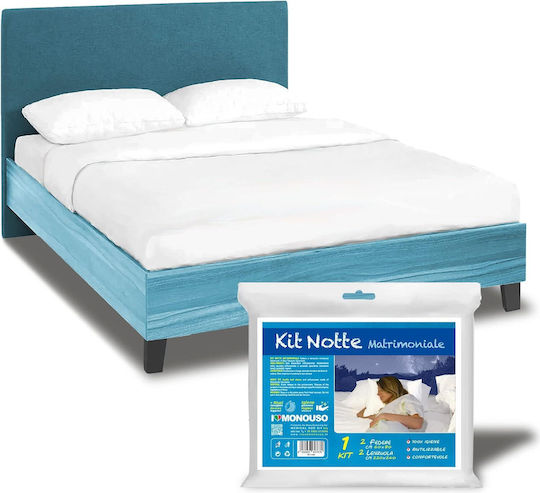 Sheet Set with 2 Pillowcases King Size with Elastic 180x200+35cm. 007081011χ91χ15 4pcs