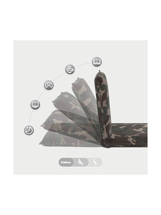 Taburet Camera De Zi Pliabil Cu Spătar Și Spațiu De Depozitare Verde Militar 54x64x59cm