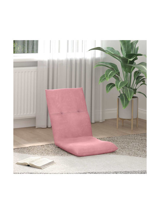 Klappbarer Wohnzimmerhocker mit Rückenlehne, Samt Rosa, 46x50x61cm,