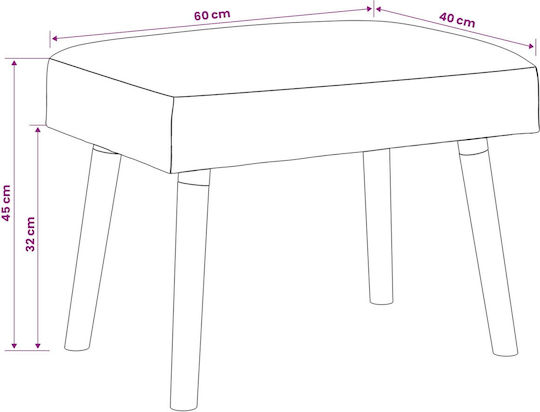 Stoff-Tabouret Mit Rosa Farbe 60x40x45cm