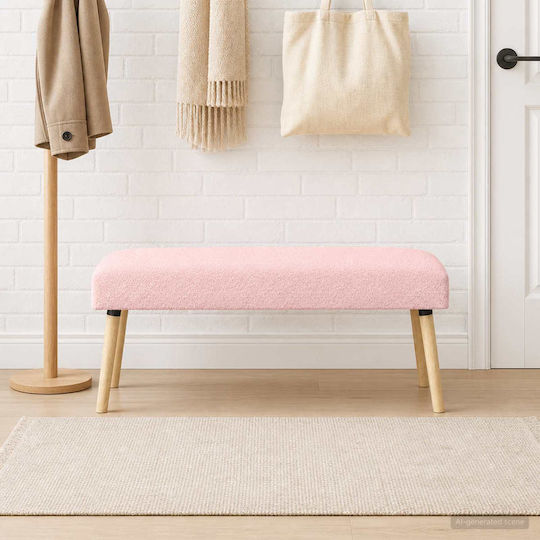 Fabric Upholstered Bench Stool Pink 46x110x40cm