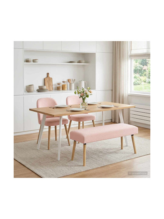 Fabric Upholstered Bench Stool Pink 46x110x40cm