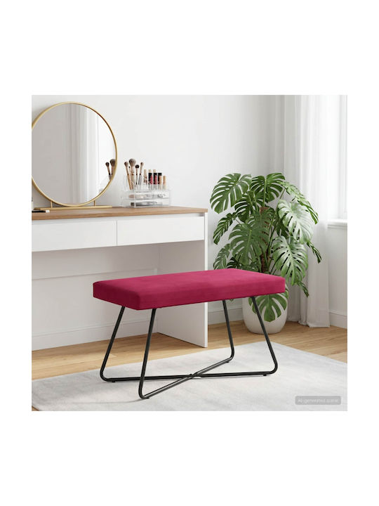 Velvet Upholstered Bench Stool Red 80x40x45cm