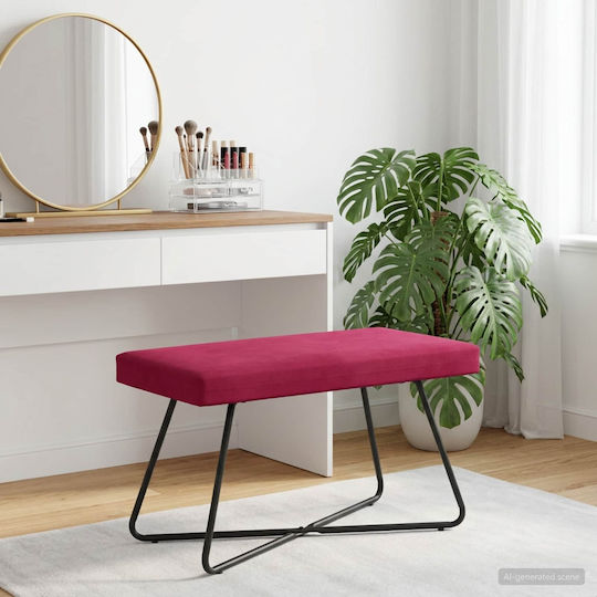 Samt Tabouret Mit Roter Bezug 80x40x45cm