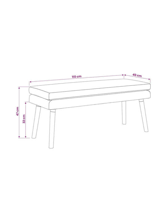 Fabric Upholstered Bench Stool Pink 110x40x47cm