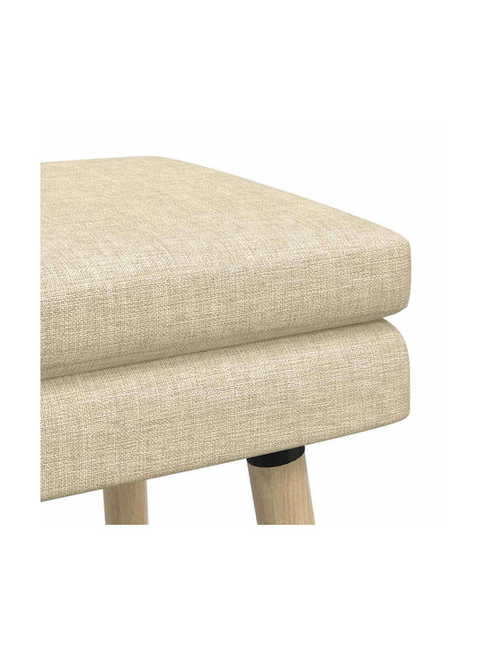 Fabric Upholstered Bench Stool Cream 60x40x46cm