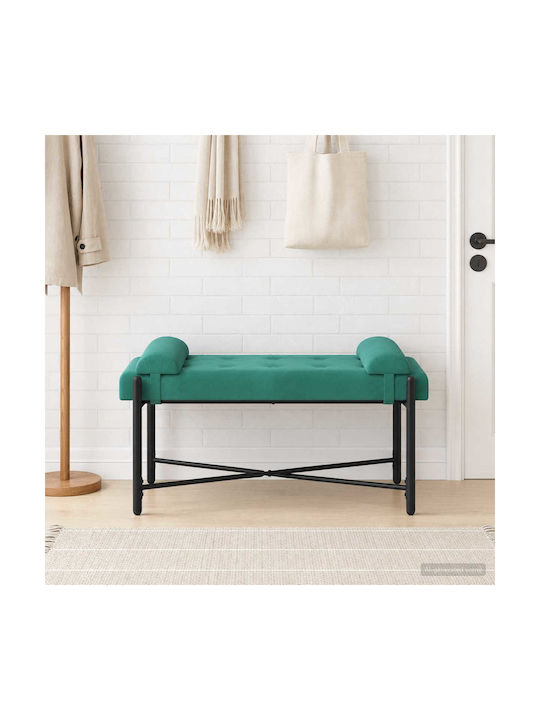 Velvet Upholstered Bench Stool Turquoise 46x110x40cm