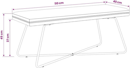 Ταμπουρέ Επενδυμένο με Βελούδο Μπλε 45x110x40εκ.