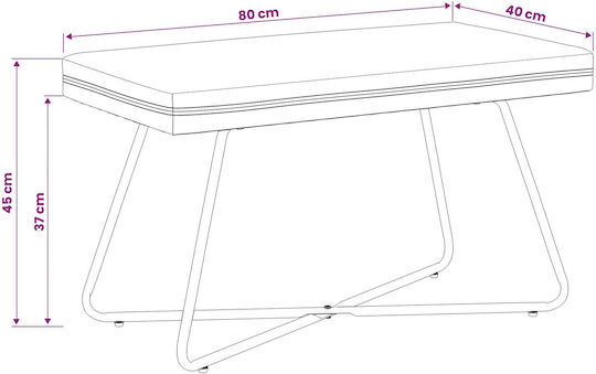 Bench Stool Upholstered with Dark Grey Velvet 80x40x45cm