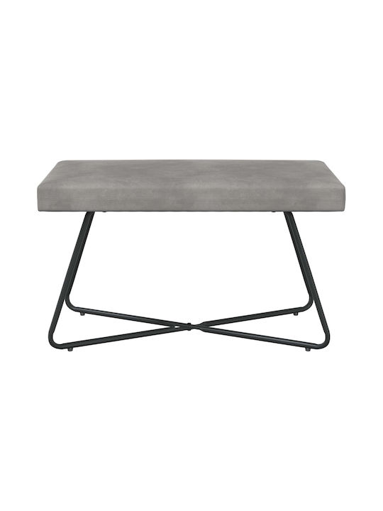 Samt Tabouret Bezogen Mit Hellgrau 80x40x45cm
