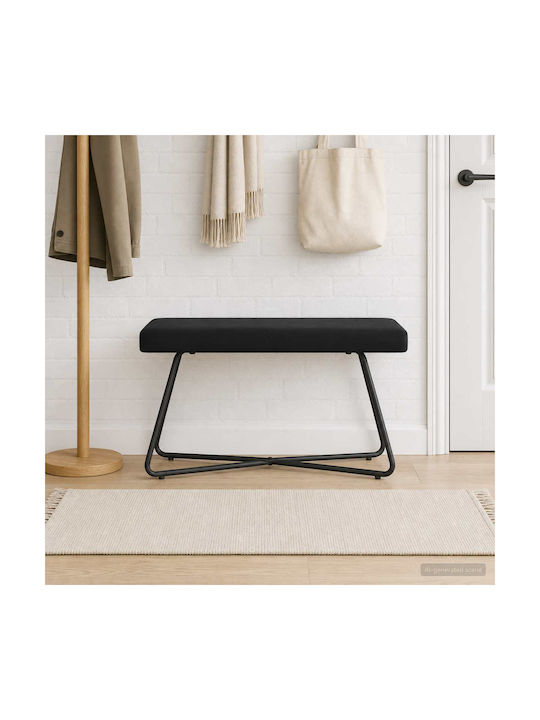 Samt Tabouret Schwarz 80x40x45cm