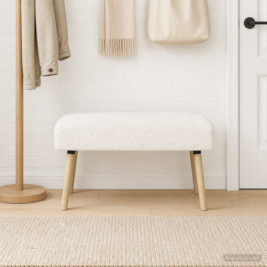Stoff-Tabouret Gepolstert Mit Stoff Creme 80x40x46cm