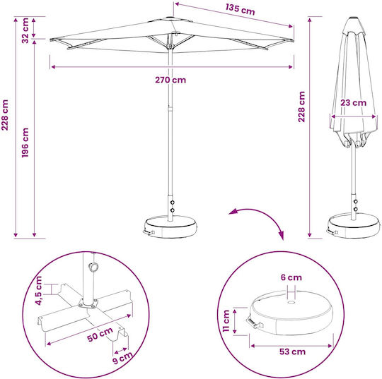 Aluminum Parasol Orange 2.7x2.7xHeight 2.28m
