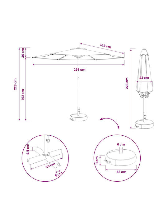 Garten- und Terrassen-Sonnenschirm Rundschreiben Aluminium Blau Φ3xΥ2.28m