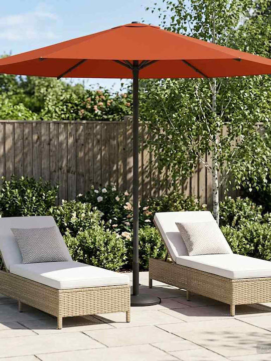 Circular Aluminum Garden Parasol Orange Diameter 2.3m Height 2.23m
