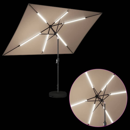 Aluminum Garden Parasol Brown 3x3xHeight 2.35m