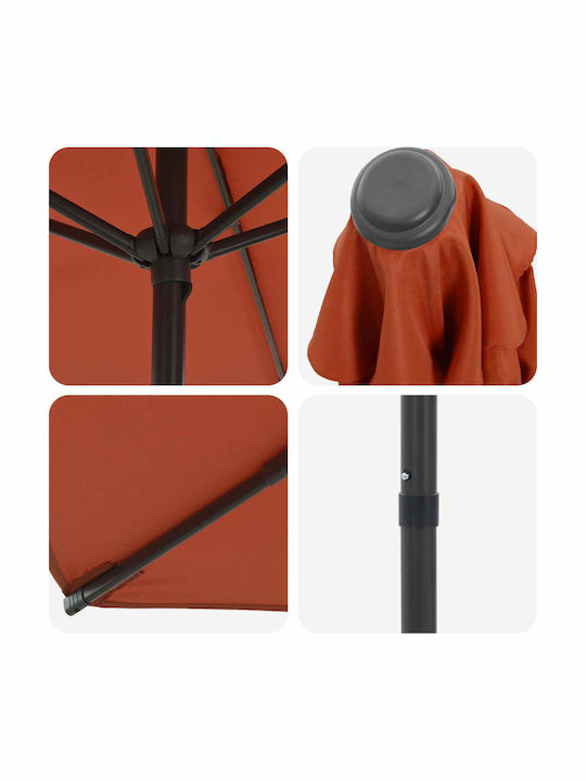 Circular Aluminum Garden Parasol Orange Diameter 2.3m Height 2.23m
