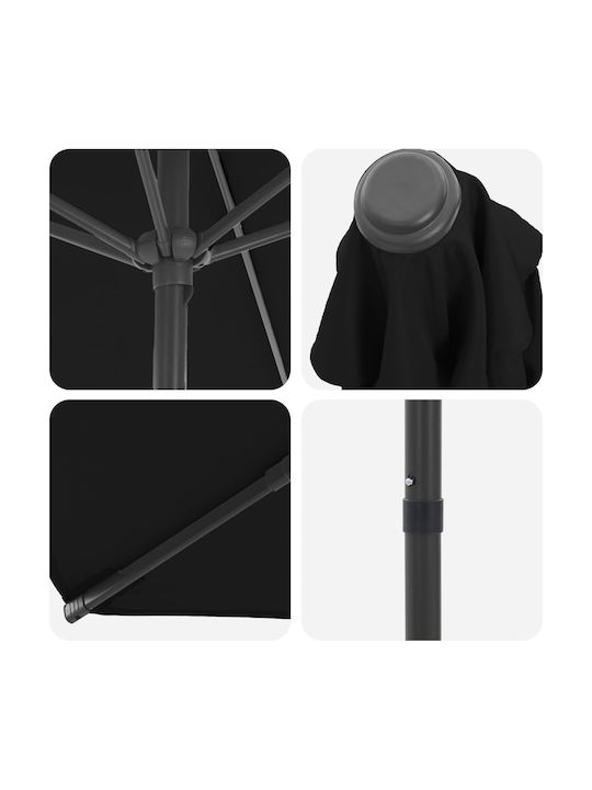 Umbrelă Rotundă Din Aluminiu Neagră Φ3xÎnălțime2.23m