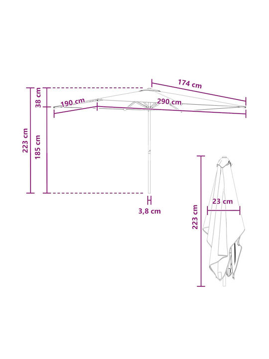 Umbrelă Rotundă Din Aluminiu Neagră Φ3xÎnălțime2.23m