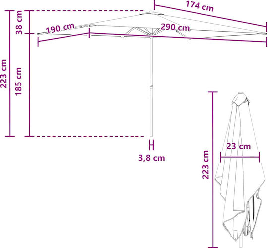Rundschreiben Aluminium Garten- und Terrassen-Sonnenschirm Gelbe Φ3xΥ2.23m