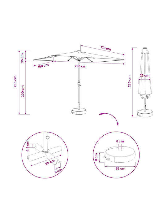 Umbrelă Din Aluminiu Albastră 3x3xÎnălțime 2.35m