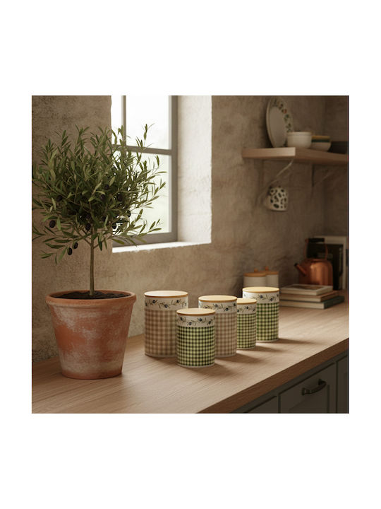 Boltze Set of 3 General Use Vases with Lid Ceramic Beige