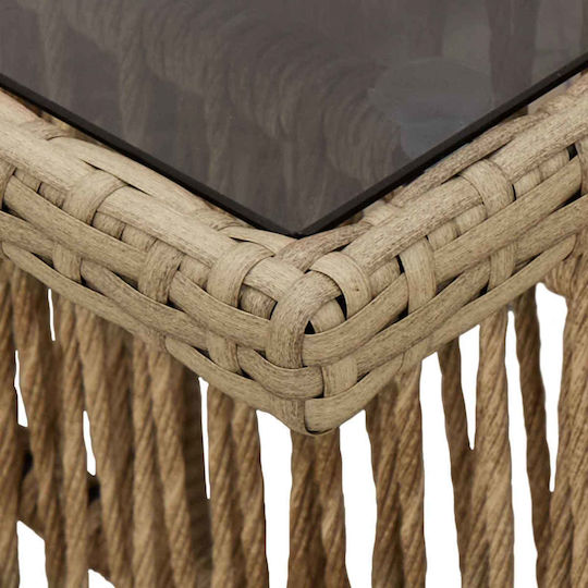 Τραπέζι Καθιστικού Εξωτερικού Χώρου Rattan Μπεζ 100x55x37εκ.