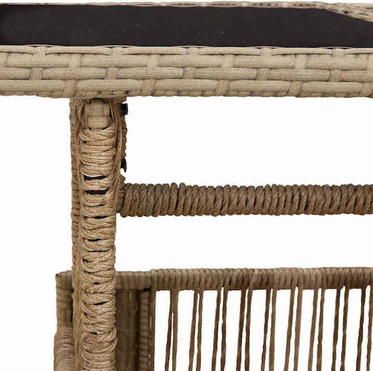 Τραπέζι Καθιστικού Εξωτερικού Χώρου Rattan Μπεζ 100x55x37εκ.