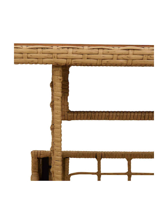 Outdoor Sitting Room Rattan Table Natural 100x55x37cm