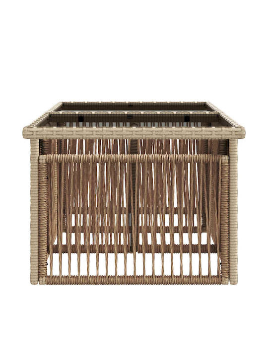 Outdoor Sitting Room Rattan Table Beige 100x55x37cm