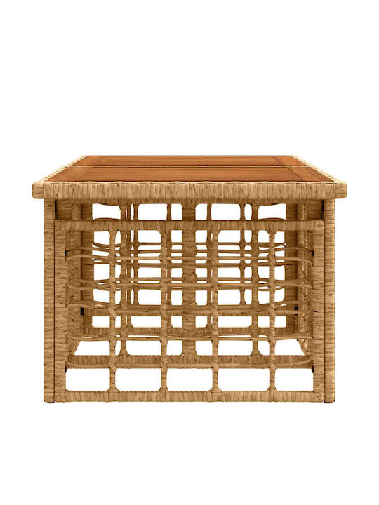 Outdoor Sitting Room Rattan Table Natural 100x55x37cm