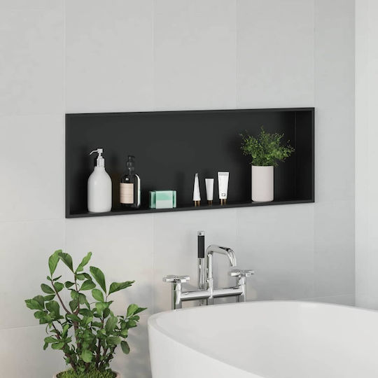 vidaXL Επιτοίχια Ραφιέρα Μπάνιου Μεταλλική 90x9.5x30cm Μαύρη