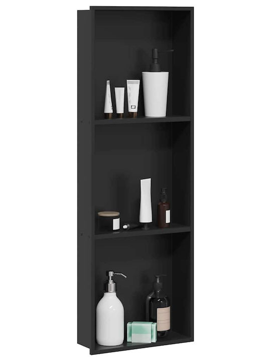 vidaXL Επιτοίχια Ραφιέρα Μπάνιου Μεταλλική 30x9.5x90cm Μαύρη