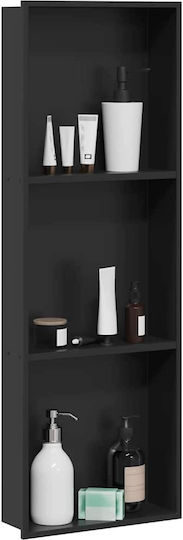 vidaXL Επιτοίχια Ραφιέρα Μπάνιου Μεταλλική 30x9.5x90cm Μαύρη