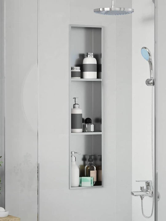 vidaXL Wall Mounted Bathroom Shelf Metallic 90x9.5x20cm Silver