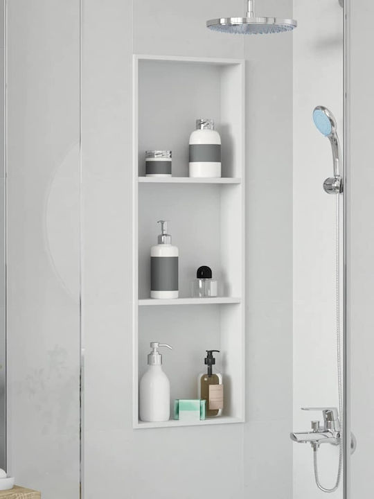 vidaXL Επιτοίχια Ραφιέρα Μπάνιου Μεταλλική 30x9.5x90cm Λευκή