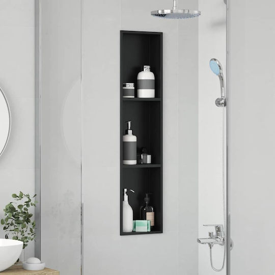 vidaXL Επιτοίχια Ραφιέρα Μπάνιου Μεταλλική 90x9.5x20cm Μαύρη