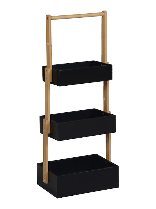 Pakketo Arvy Подова Рафиера За Баня Дървена 32x20x75.5cm Черна