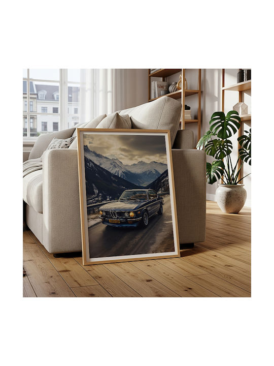Poster BMW E9 Coupé Cr067 40cm X 50cm White Wooden Frame