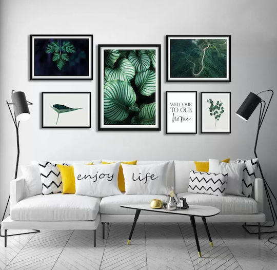 Poster Road On Green Hills Pst25200 40cm X 50cm Frame Natural Wooden Beige